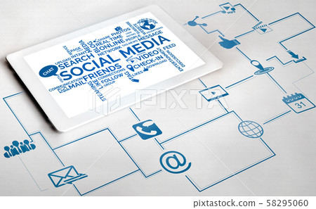 Social media and people network technology concept. 58295060