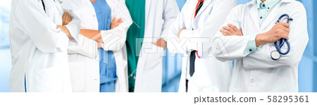 Doctor working in hospital with other doctors. Doctor working in hospital with other doctors. 58295361