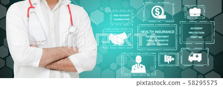 Doctor with health insurance healthcare graphic. 58295575