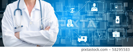 Doctor with Medical Healthcare Graphic in Hospital 58295583