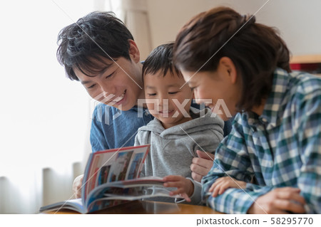 family, reading, baby boy 58295770
