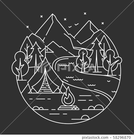 Camping in a forest. 58296870