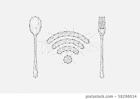 The particles, geometric art, line and dot of 58298014