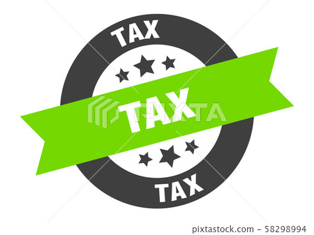 tax sign. tax black-green round ribbon sticker tax sign. tax black-green round ribbon sticker 58298994