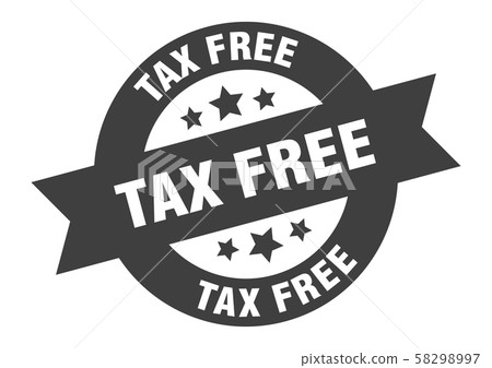 tax free sign. tax free black round ribbon sticker tax free sign. tax free black round ribbon sticker 58298997