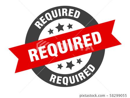 required sign required black red round ribbon Stock Illustration