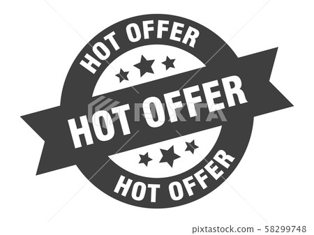 hot offer sign. hot offer black round ribbon hot offer sign. hot offer black round ribbon 58299748