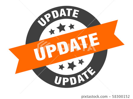 update sign. update orange-black round ribbon - Stock Illustration ...