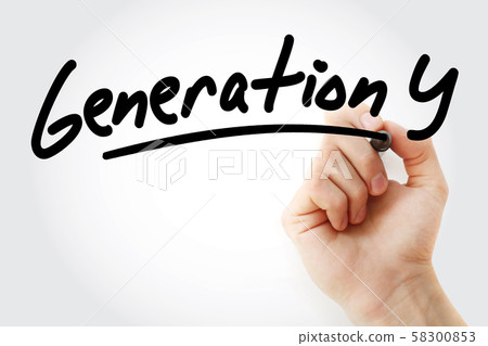 Hand writing Generation Y with marker 58300853