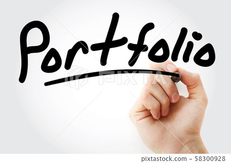 Hand writing Portfolio text with marker Hand writing Portfolio text with marker 58300928