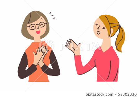 Two young women having a conversation Two young women having a conversation 58302330