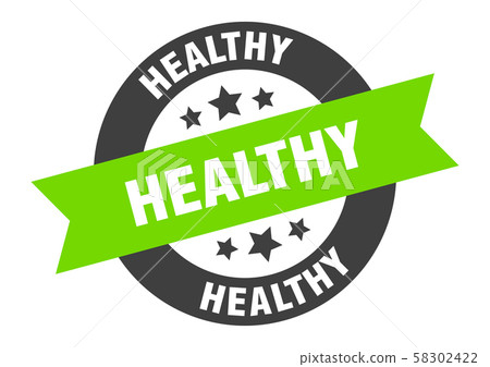 healthy sign. healthy black-green round ribbon healthy sign. healthy black-green round ribbon 58302422
