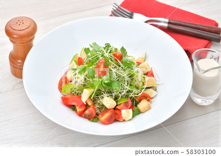 Sprout salad. A green salad with alfalfa, broccoli and celery sprouts. Sprout salad. A green salad with alfalfa, broccoli and celery sprouts. 58303100