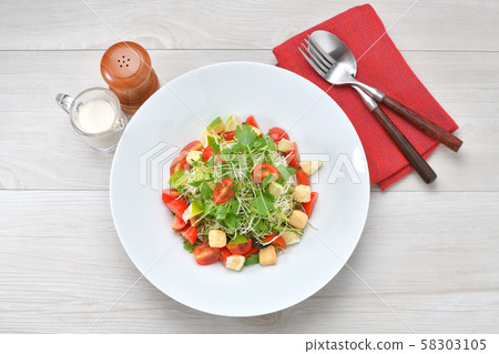 Sprout salad. A green salad with alfalfa, broccoli and celery sprouts. Sprout salad. A green salad with alfalfa, broccoli and celery sprouts. 58303105