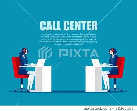 Cartoon characters for call center. Concept Cartoon characters for call center. Concept 58303195