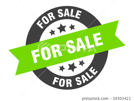 for sale sign. for sale black-green round ribbon 58303421