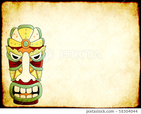 Grunge background with old paper texture and tiki Grunge background with old paper texture and tiki 58304044