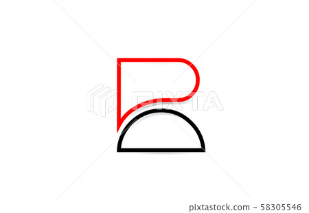 red black line R letter logo alphabet for icon - Stock Illustration ...