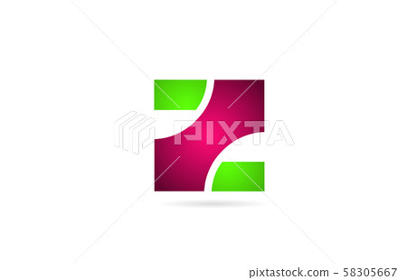 pink green color Z letter logo alphabet for icon 58305667