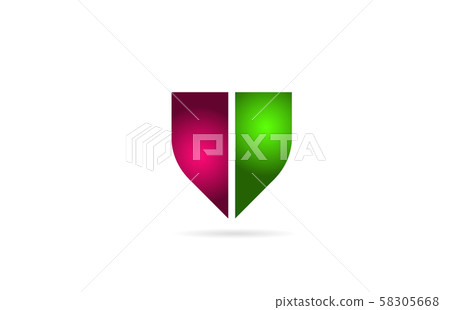 pink green color V letter logo alphabet for icon 58305668