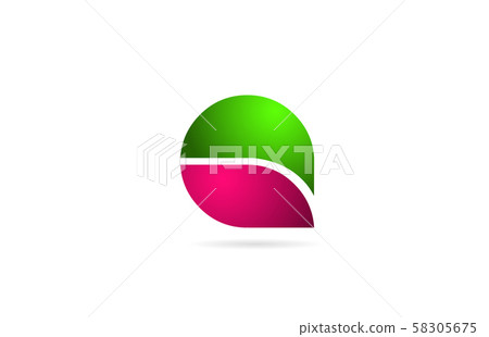 pink green color Q letter logo alphabet for icon 58305675