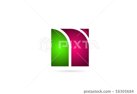 pink green color N letter logo alphabet for icon 58305684