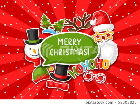 Merry Christmas card with photo booth stickers. 58305823