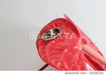 a mini figure is fishing on the Anthurium 58306216