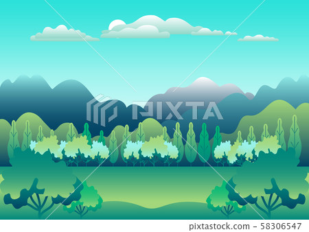 Hills and mountains landscape in flat style 58306547