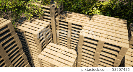 Brown pallet on white background (3D CG rendering digital illustration) Brown pallet on white background (3D CG rendering digital illustration) 58307425