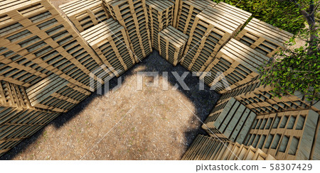 Brown pallet on white background (3D CG rendering digital illustration) Brown pallet on white background (3D CG rendering digital illustration) 58307429