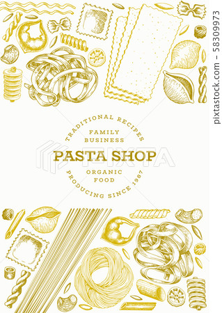 Italian pasta design template. Hand drawn vector Italian pasta design template. Hand drawn vector 58309973