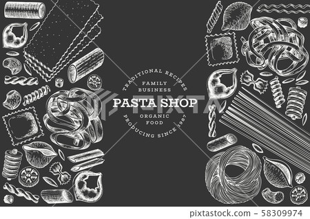 Italian pasta design template. Hand drawn vector 58309974