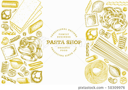 Italian pasta design template. Hand drawn vector 58309976