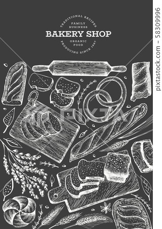 Bread and pastry banner. Vector bakery hand drawn - Stock Illustration ...