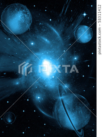 galaxy in a free space. 3D rendering 58311412
