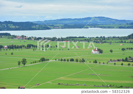 Neuschwanstein Castle, view from the grounds, Germany 58312326