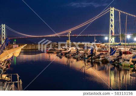 <兵庫縣>明石海峽大橋夜景 58313156