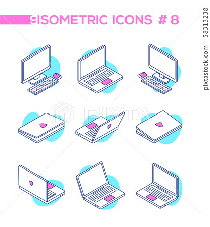 Computers - set of modern vector isometric elements 58313238