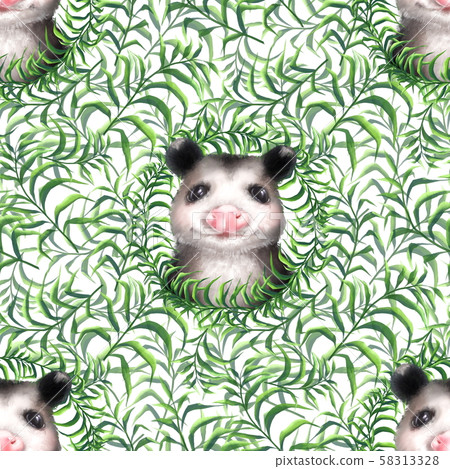 Seamless pattern cute opossums - Stock Illustration [58313328] - PIXTA