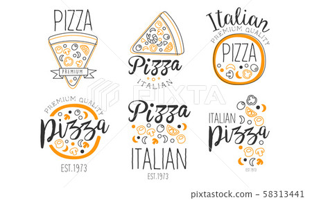 Set of logos for pizzeria. Vector illustration. 58313441