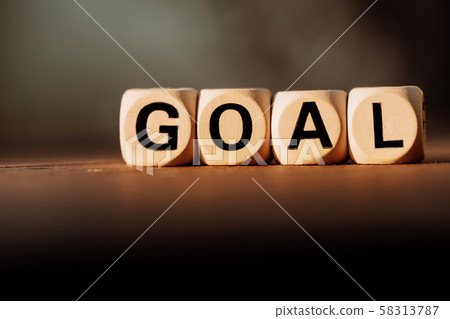 Block wood with GOAL on abstract blurred Block wood with GOAL on abstract blurred 58313787