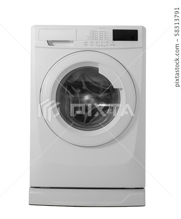 Close up washing machine isolated on white 58313791
