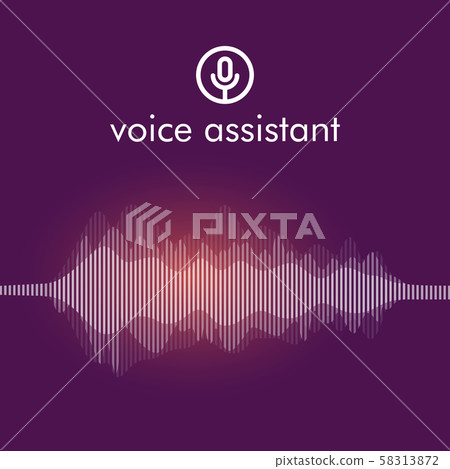 Microphone button with bright voice and sound imitation waves. Microphone button with bright voice and sound imitation waves. 58313872