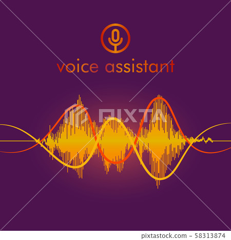 Microphone button with bright voice and sound imitation waves. Communication Microphone button with bright voice and sound imitation waves. Communication 58313874
