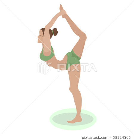 Girl in yoga pose. Vector cartoon illustration 58314505