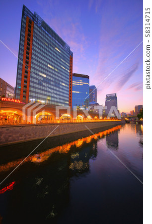 Tokyo cityscape in Japan Overlooking Mansei Bridge and the March Ecute and Kanda River (the back is towards Ochanomizu Station) 58314715