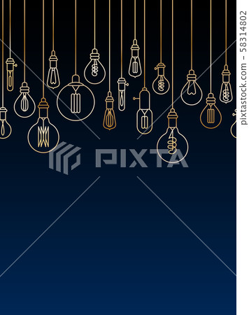 Seamless border made of glowing retro stylized 58314802