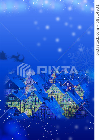 Christmas card in the snowy town A-3 postcard size Christmas card in the snowy town A-3 postcard size 58314931