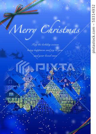 Christmas card in the snowy town A-1 postcard size 58314932